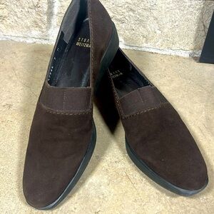 Stuart Weitzman brown suede wedge shoes, size 7N 7 narrow